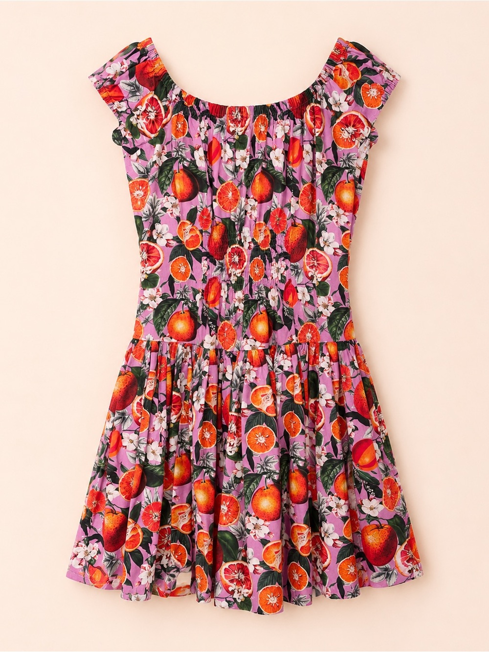 Alexia Admor Pink Dress with Orange & Green Citrus Floral Print
